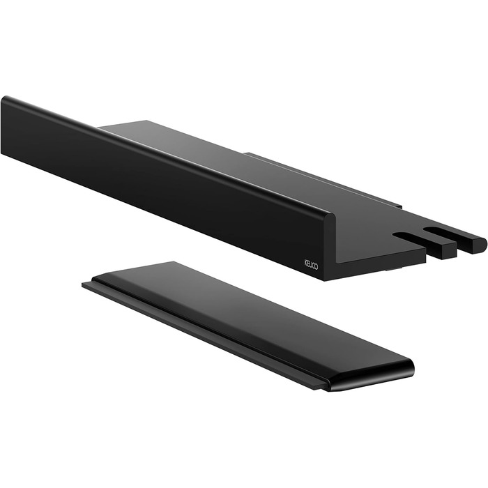 Душова полиця Keuco зі скляним ракелем з алюмінію, чорна, знімний кошик, зі зливними отворами, 35x6.6x11.6см, настінна, Reva Black Selection