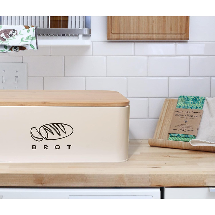 Хлібниця з кришкою 42 х 23 х 16 см бежевий Theo&Cleo