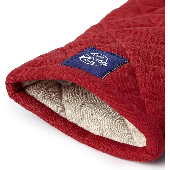 Набір з 2 кухонних рукавичок 18x30 см, червоний Encasa XO