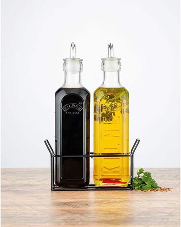 Набор из 2 дозаторов масла и уксуса 600 мл на металлической подставке Kilner