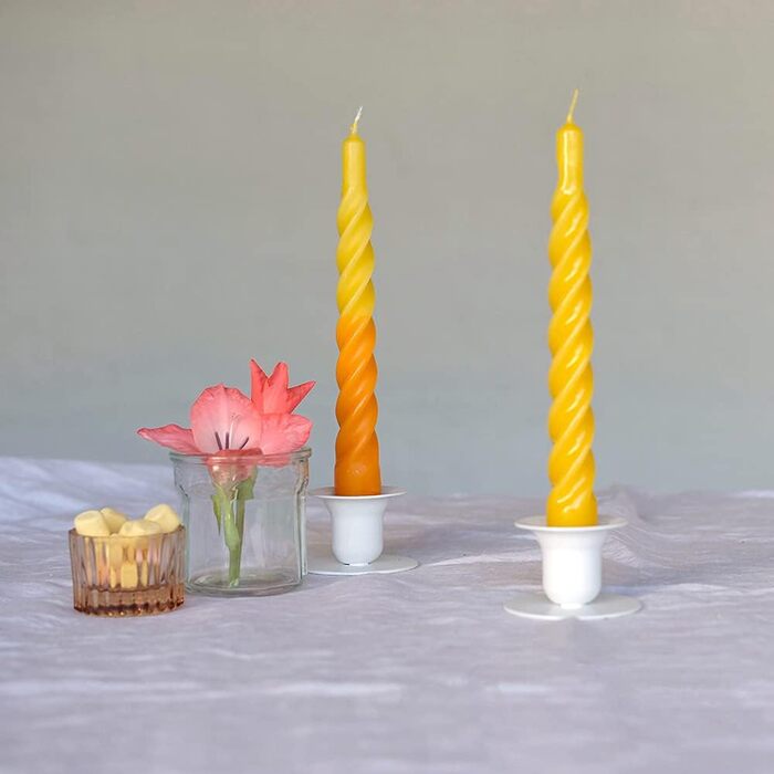 Свічки з крученим конусом, виготовлені в Італії, доступні 25 кольорів, лаковані настільні свічки, спіральні свічки з тривалим часом горіння 5 годин, декоративні свічки, 6 шт. , 2,2 x 21 см (жовті)
