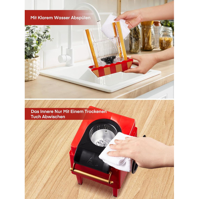 Машина для попкорну 3,5 л у вигляді візка, 1200 Вт, червона HOUSNAT