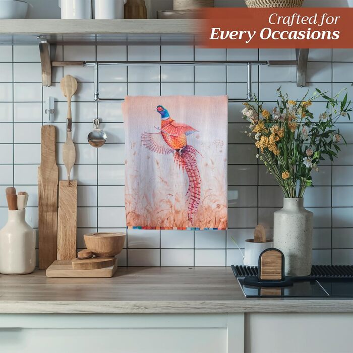 Набір із 3 багатоцільових кухонних рушників Барні рушники День подяки/Різдво (50 см x 70 см) (04 - Осінній фазан, 50 x 70 см (набір із 3 шт.)), 39 Hermine Noel