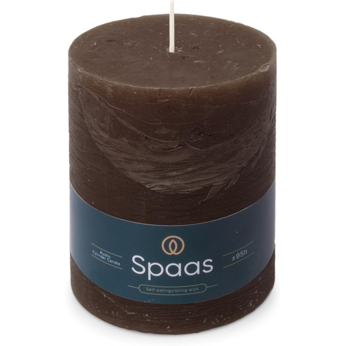 Свічка Spaas Rustic Pillar, 100/130 мм, 95 год, чорна (темно-коричнева)