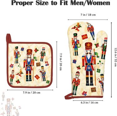 Набір з 2 кухонних рукавиць Arquiel з прихваткою та підставкою для каструль Gnome Autumn Orange Checked, 100 бавовняні кулінарні рукавички, термостійкі кухонні рукавички для приготування їжі, осінній декор, подарунки для жінок (різдвяний Лускунчик, прихва