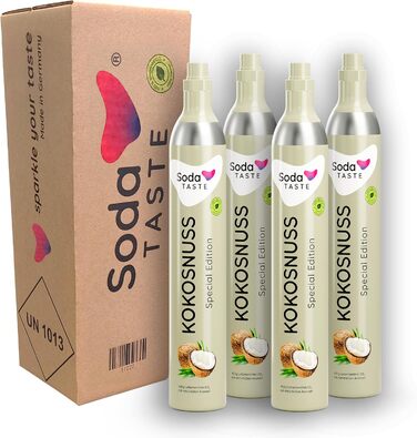 Змінний комплект балонів CO2 SodaTASTE (4 шт.) для газованої води, до 240 л газованої води (УВАГА потрібно 4 порожні балони) (Кокос)
