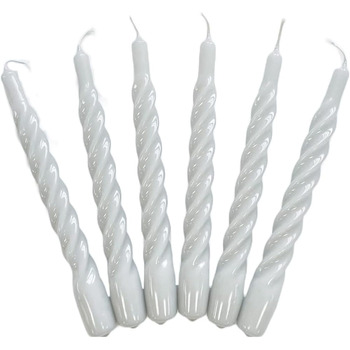 Свічки з крученим конусом, виготовлені в Італії, доступні 25 кольорів, лаковані настільні свічки, спіральні свічки з тривалим часом горіння 5 годин, декоративні свічки, 6 шт. , 2,2 x 21 см (світло-сірі)