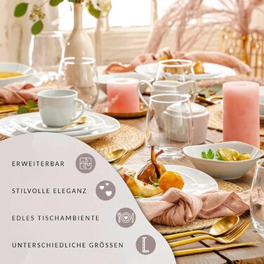 ПЕВЕЦ Белый столовый сервиз Bilgola, набор фарфоровой посуды из 30 предметов на 6 персон, набор тарелок округлого дизайна, обеденная тарелка (кофейная кружка 6 шт.)