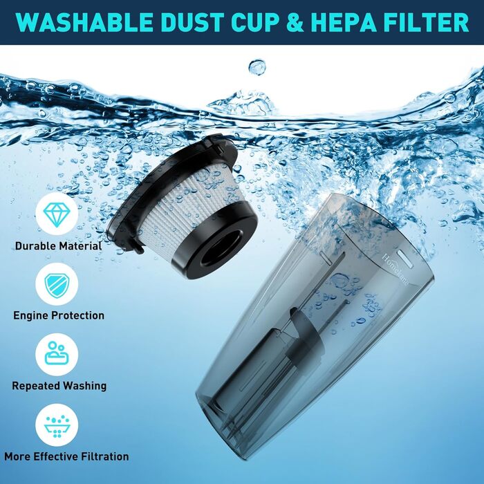 Ручний бездротовий пилосос з акумулятором та зарядною станцією 100 Вт HOMEKANE