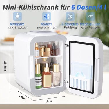 Міні-холодильник зі світлодіодним дзеркалом 4 л білий YASHE