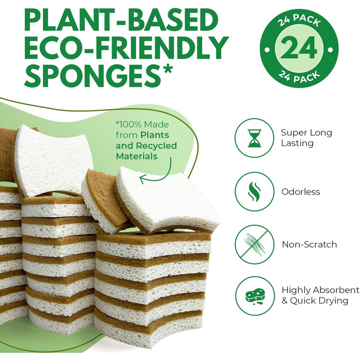 Набір з 24 біорозкладних губок для миття посуду AIRNEX