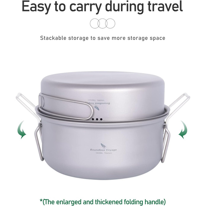 Портативний набір для пікніка 1.8 л. парова каструля та 1 л. каструля iBasingo