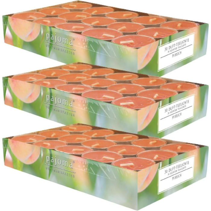 Ароматичних чайних свічок 3x30 шт. ароматичні свічки багато ароматів на вибір висота 1,5 см, Ø 3,5 см (персик, 3 x 30 шт. у упаковці), 90