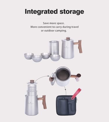 Чайный титановый сервиз 4 чашки iBasingo