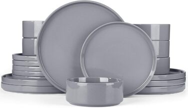 Набір посуду Richmount Nebula для 6 осіб, набір тарілок та мисок із 18 предметів, набір посуду з крапчастої кераміки, можна мити в мікрохвильовій печі та посудомийній машині, сервіз Nebula для 6 осіб (темно-сірий, сервіз Nebula для 6 осіб)