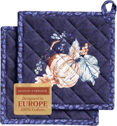 Рукавички для духовки Maison d&39 Hermine, підставки для каструль, 100 бавовна, термостійкі кухонні рукавички, рукавички для духовки (19 см x 33 см) та підставки для каструль (20 см x 20 см) для приготування їжі, Morzine - рукавички для духовки на День по