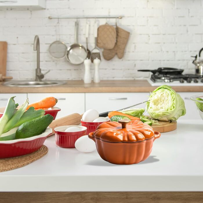 Емальована жаровня у формі гарбуза 1,5 л з кришкою, помаранчева SMELEYOU