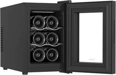 Малий винний холодильник до 6 пляшок чорний Cavin