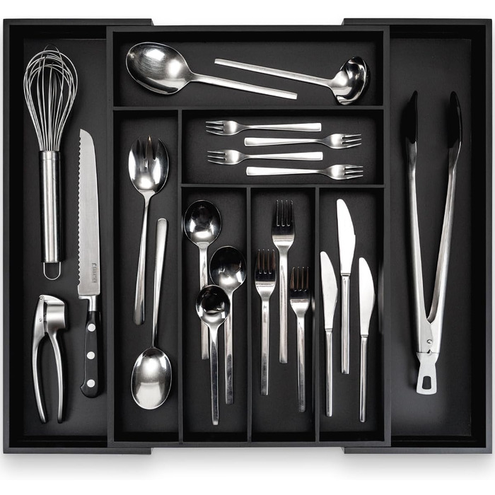 Лоток для столових приборів budu 47 (глибина 47 см) від - Організатор для кухонних шухляд - Висувний - Організатор для кухонних шухляд (50 см, бамбук - чорний)