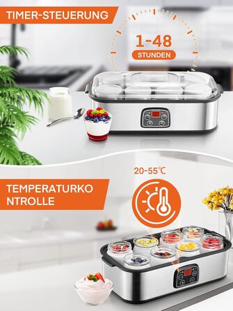 Йогуртниця з 8 баночками та кришками FOHERE