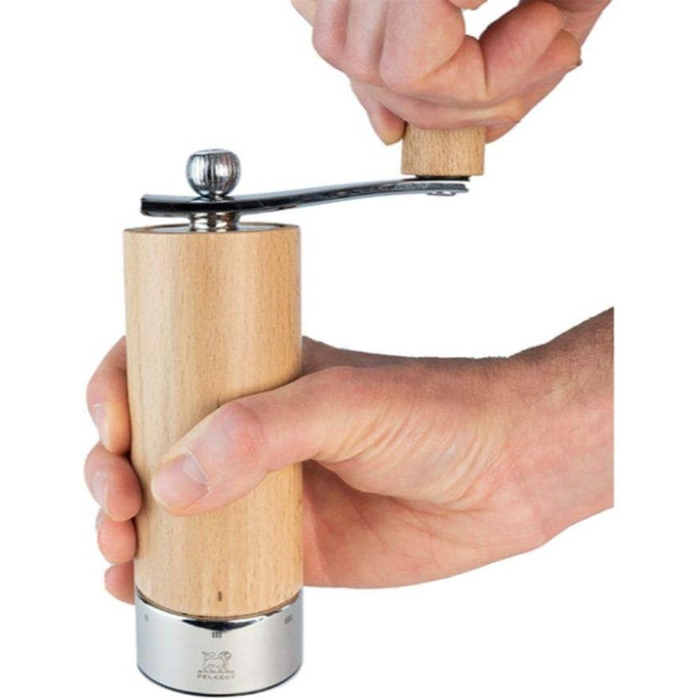 Ручная мельница для перца с кривошипом, классическая регулировка помола, высота 18 см, дерево/нержавеющая сталь, натуральный, 37307 Мельница для перца натуральная и нержавеющая сталь