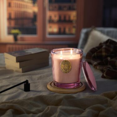 Ароматна свічка M&SENSE &quotЛісова хатина&quot, ароматичні свічки у склянці, натуральна соєва свічка, час горіння 55 годин, подарункові свічки для жінок та чоловіків, подарункова свічка (солона троянда, 560 г)