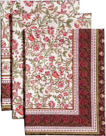 Набір з 3 багатоцільових кухонних рушників Maison d&39 Hermine Rural Christmas, 100 бавовна Барні рушники День подяки/Різдво (50 см x 70 см) (13 - Reveillon Au Jardin)