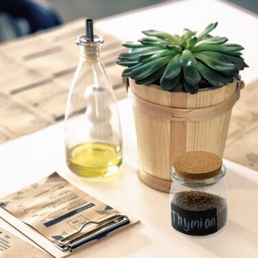 Набор баночек для специй HEYNNA / 12 баночек для специй 150 мл с пробковой крышкой, этикетки на меловой доске и меловая ручка/хранение специй с этикетками для специй/банками с пробкой