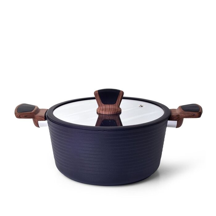 Каструля зі скляною кришкою 24 см 4,5 л DIAMOND GREY Fissman