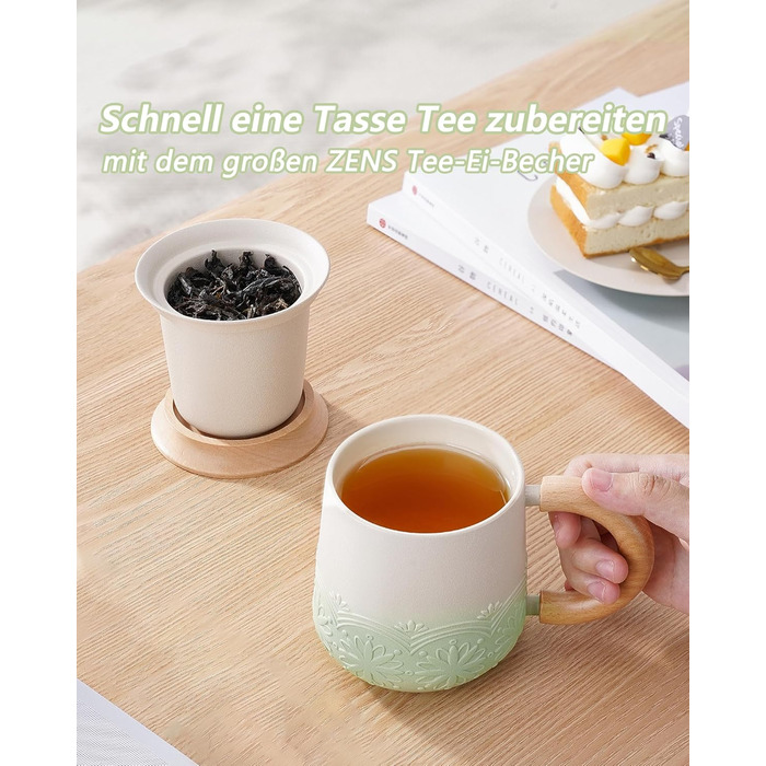 Чашка для чая с крышкой и ситечком 420 мл Zens