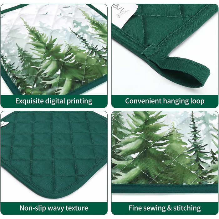 Набір з 2 кухонних рукавичок Arquiel з прихваткою та тримачем для каструлі Gnome Autumn Orange Checked, 100 бавовняні кулінарні рукавички, термостійкі кухонні рукавички для приготування їжі, осінній декор, подарунки для жінок (лісові тварини, прихватка дл