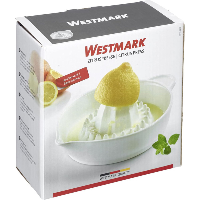 Соковижималка для цитрусових Westmark, Ємність 250 мл, З функцією сита та носиком, Керамічна, Біла, 30722260