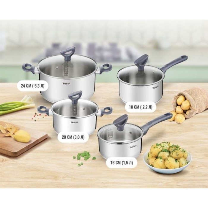 Tefal Набор посуды Daily Cook, 8 предметов, нерж.сталь
