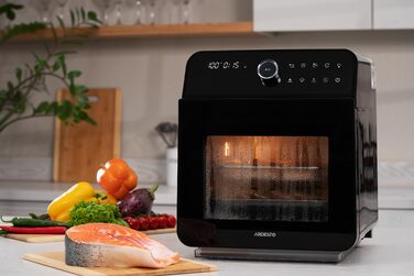 ARDESTO Мультипіч, 2250Вт, об'єм-15л, сенсорне керування, функція приготування на пару, 40-220°C, метал/пластик, біло-чорний