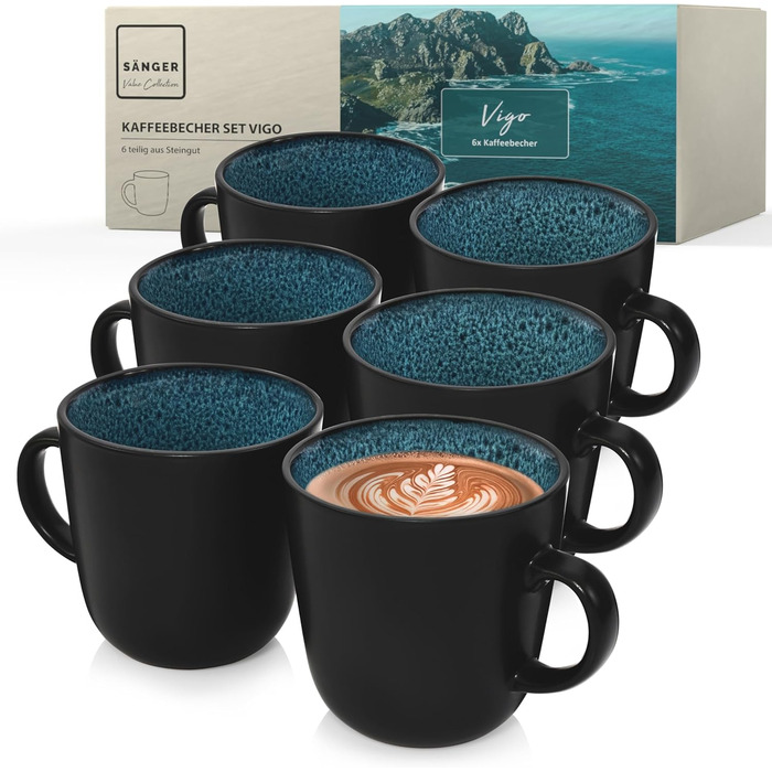 Кам&39яні миски для пасти 6 предметів, набір мисок для пасти на 6 осіб, набір мисок, придатний для миття в посудомийній машині та мікрохвильовій печі, велика багатофункціональна миска темно-сірого кольору 750 мл VALUE COLLECTION (Vigo, кавова кружка 6 пре