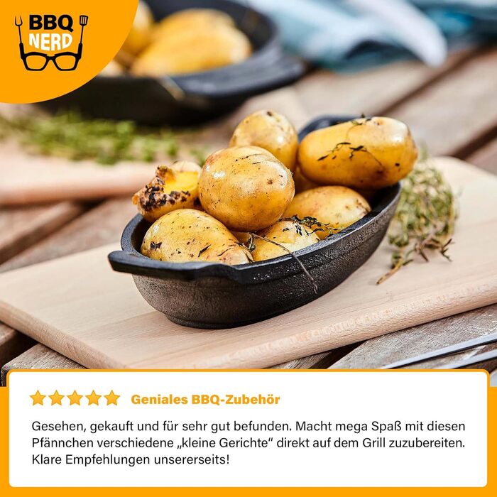 Чавунні сковороди в наборі 6 шт. овальні 20 х 9,5 см BBQ Nerd