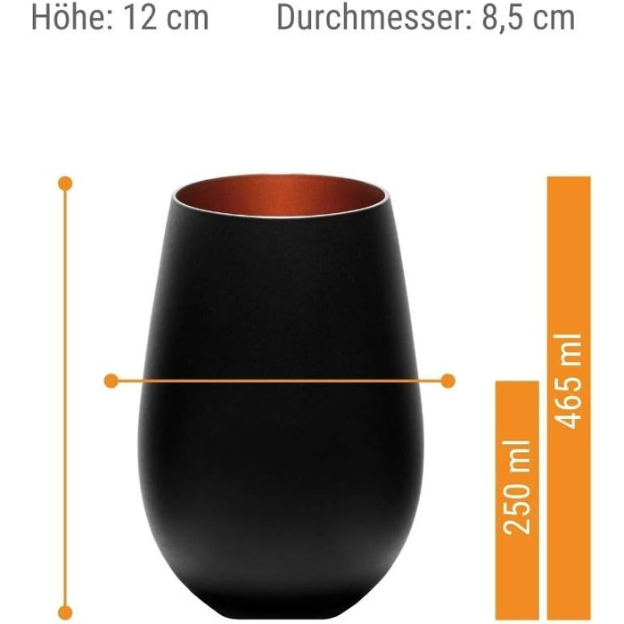 Набір склянок для води 465 мл,  6 предметів, чорний/бронза Elements Stölzle Lausitz