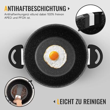 Каструля 8 л з антипригарним покриттям зі скляною кришкою 24 см HOMELUX