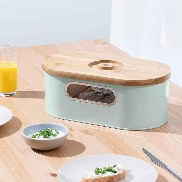 Хлібниця з дерев'яною кришкою, м'ятно-зелена Navaris