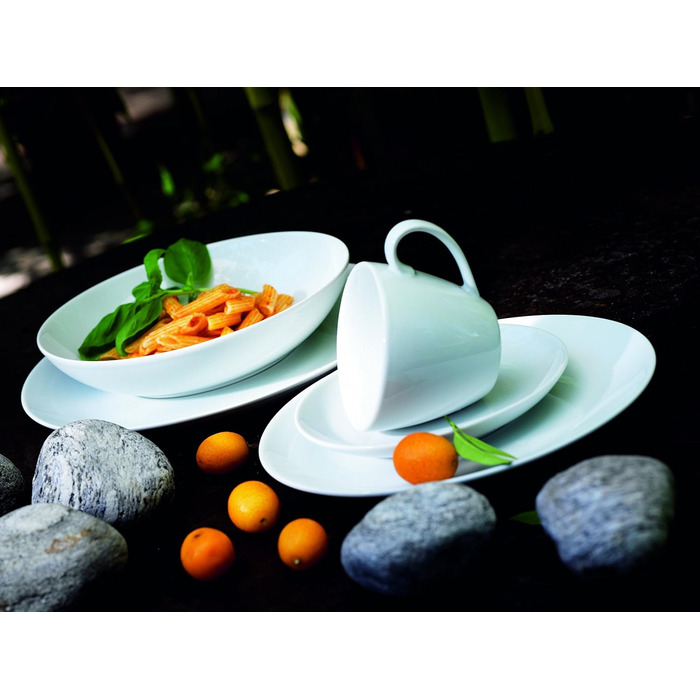 Серия Alesia, фарфоровый комбинированный сервиз 62 предмета, базовая посуда на 6 персон, идеальный стартовый набор, белый