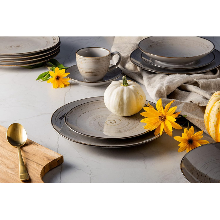 Набор посуды konsimo Combi на 6 персон Набор тарелок ALUMINA Modern 18 предметов Столовый сервиз - Сервиз и наборы посуды - Комбинированный сервиз на 6 персон - Сервиз для семьи - Посуда красочная Столовая посуда (Ностальгия Попель)