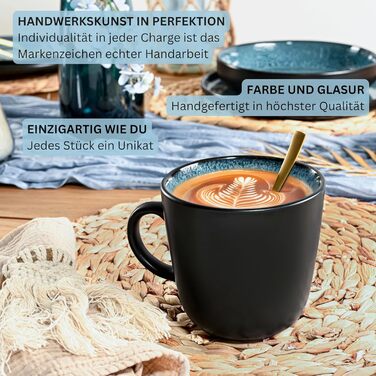 Кам&39яні миски для пасти 6 предметів, набір мисок для пасти на 6 осіб, набір мисок можна мити в посудомийній машині та мікрохвильовій печі, велика багатофункціональна миска темно-сірого кольору 750 мл VALUE COLLECTION (Vigo, комбінований набір 30 предмет