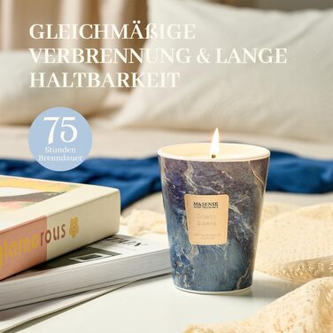 Велика ароматична свічка M&SENSE Чорні ароматичні свічки у склянці Ароматна свічка з натурального соєвого воску Розслаблююча ароматерапія Подарунок для жінок та чоловіків, Різдво Час горіння 75 годин та 2 ґноти (Морський бриз, 400 г)