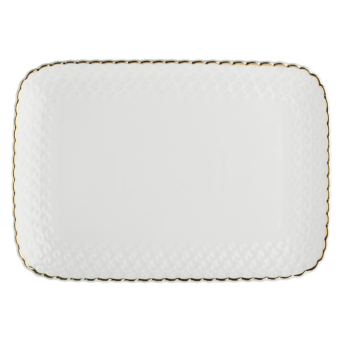 Піднос сервірувальний La Porcellana Bianca MOMENTI ORO, порцеляна, 27 х 19 см
