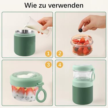 Стаканчик для пластівців 860 мл із складаною ложкою, зелений NEXROLA