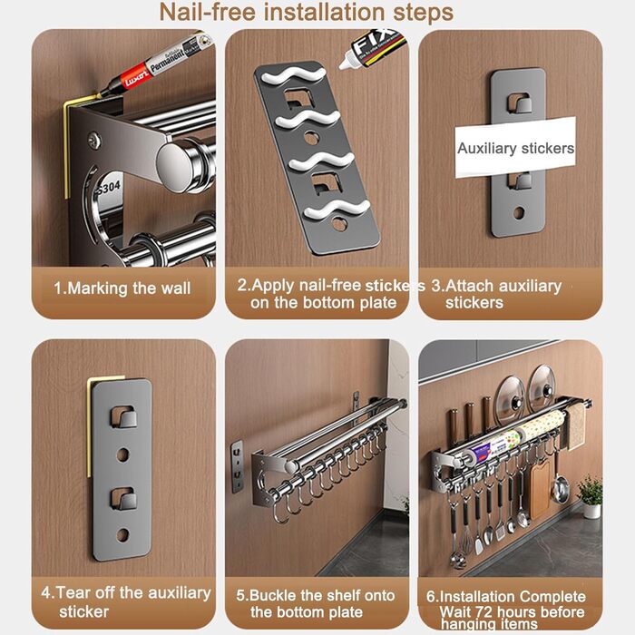 Настінний органайзер для кухонного приладдя 40 см VaNaeni