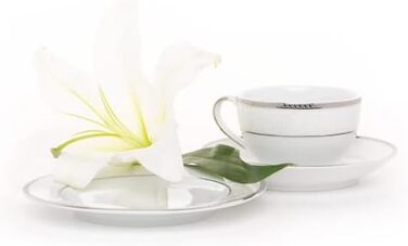 Набір кухлів konsimo 18 предметів - NEW HOLLIS Набір чашок для капучино - Порцеляна - Можна мити в посудомийній машині - 6 персон (платиновий, 18 шт. )