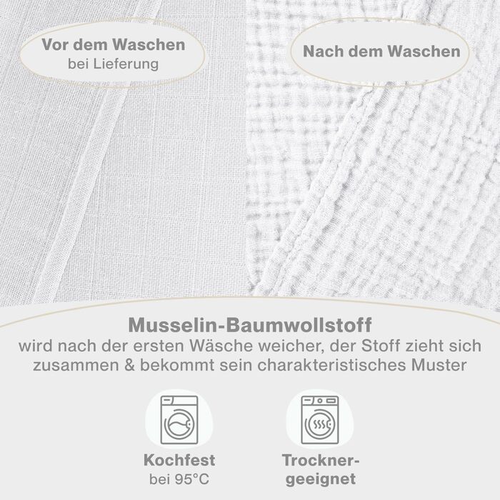 Серветки для відрижки в наборі з 10 шт. з чистої бавовни - Нетоксичні муслінові серветки 70x70 - Абсорбуючі муслінові серветки - Муслінові серветки як муслінові підгузки, що можна прати - Бежевий (білий, 20 шт. )