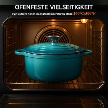 Чавунна форма для запікання 24 см, емальована з кришкою, включаючи 1 пару силіконових рукавиць Nilpferd