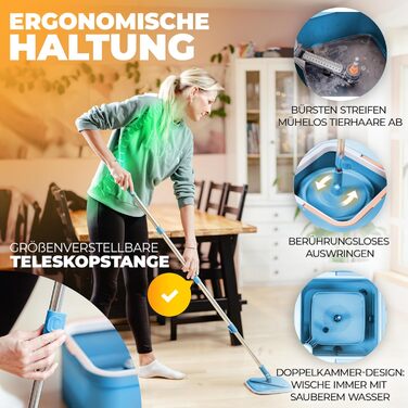 Набір швабри з відром 160 см синій ALANBERG